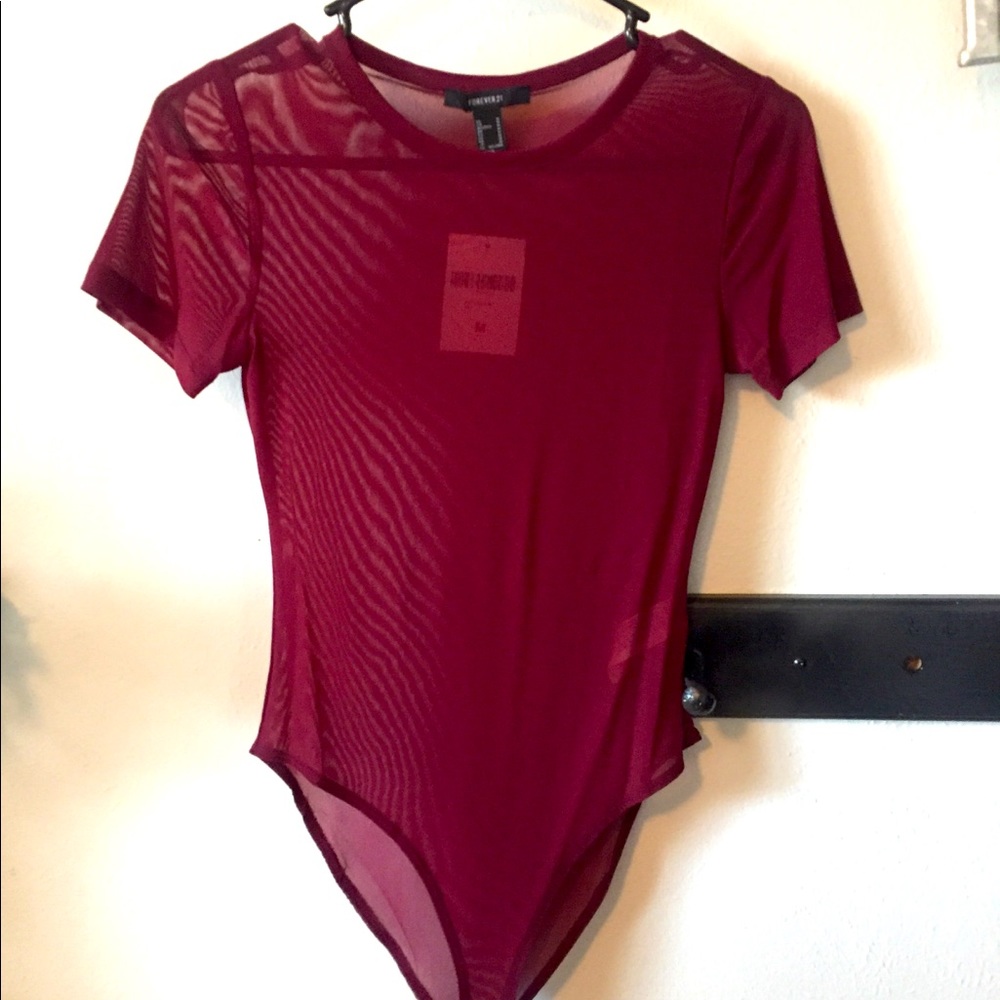 Forever 21 maroon sheer top - Picture 1 of 6